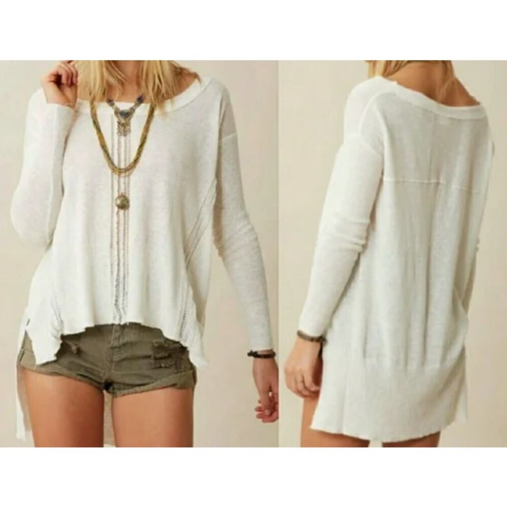 Free People Lace Road Linen Cotton Pullover Size M